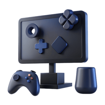  gaming setup with monitor controller and speaker png