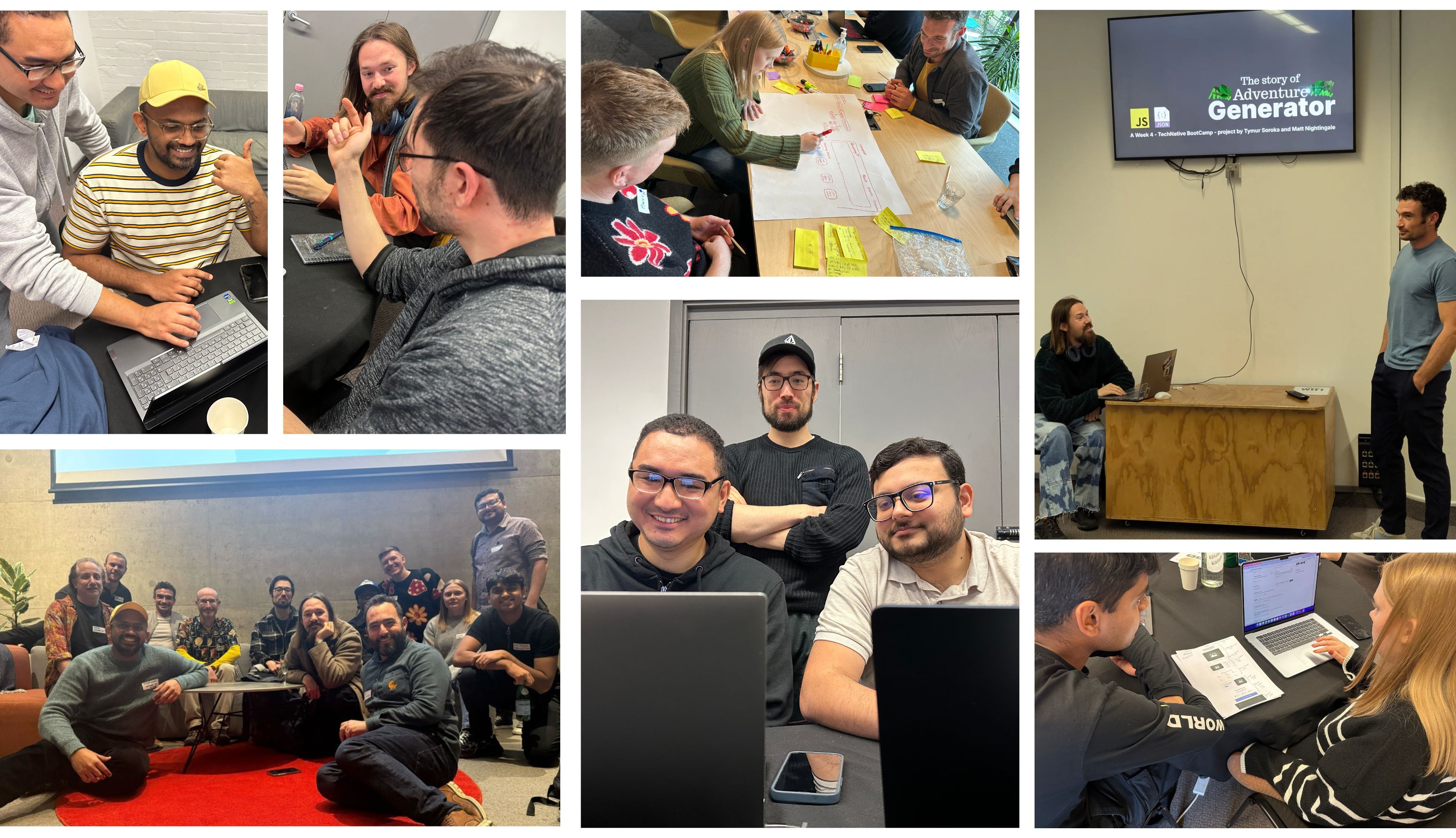 A collage of developers during the software development tech finishing school bootcamp.
