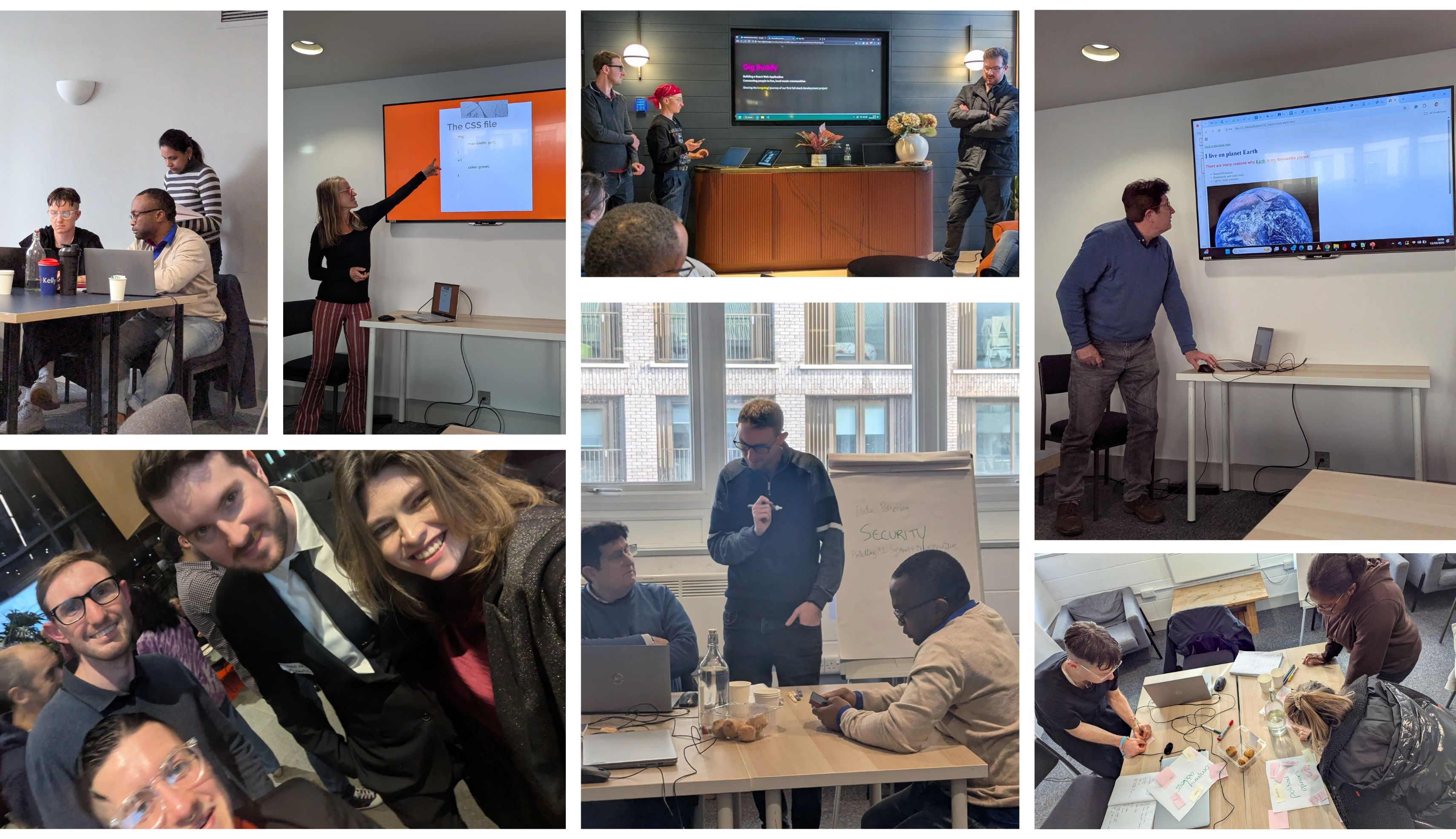 A collage of developers during the software development foundations bootcamp.