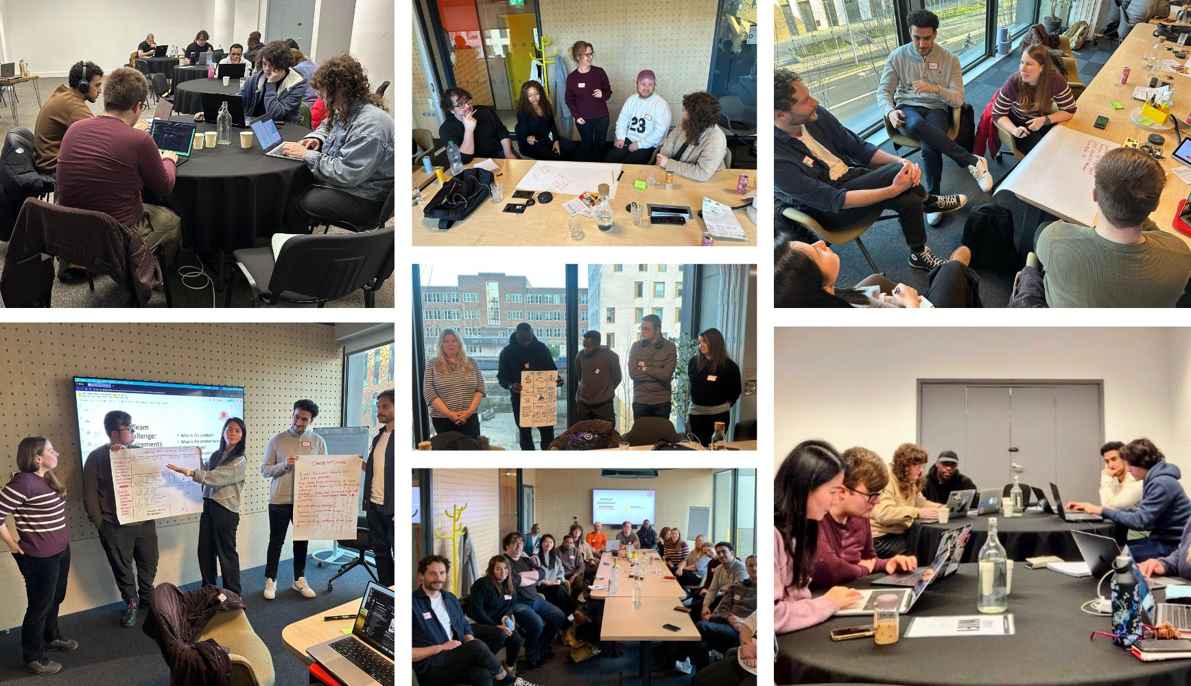 A collage of developers during the software development tech finishing school bootcamp.