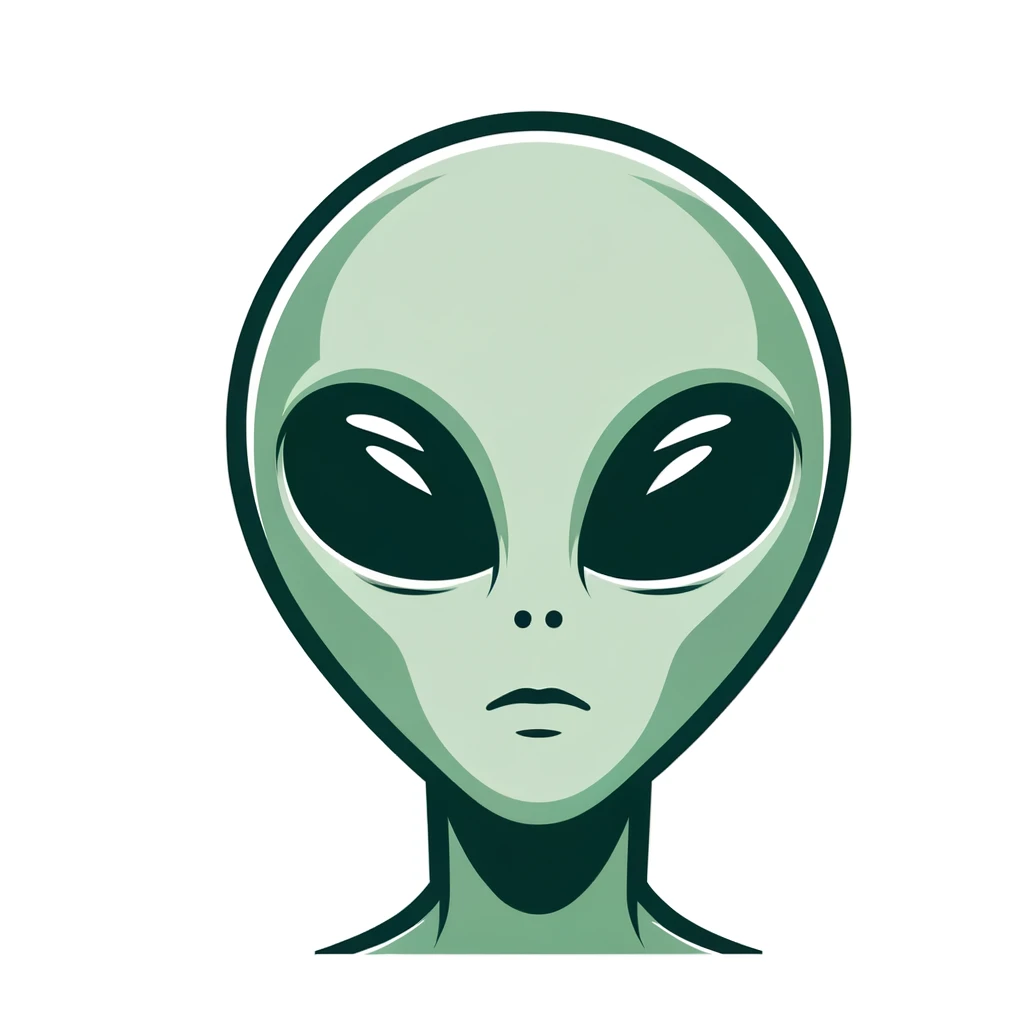 A cartoon green alien.