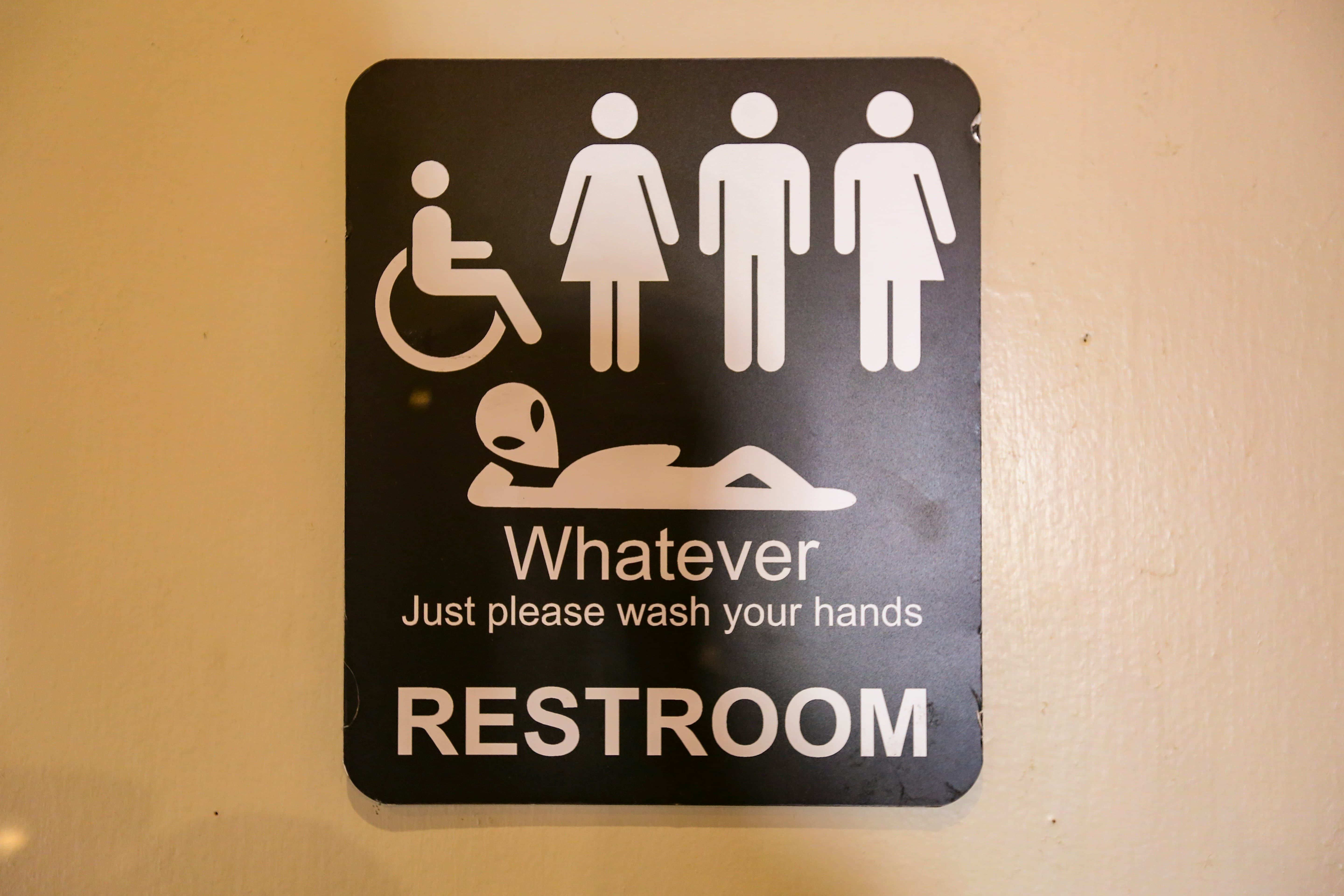 Species and gender neutral bathroom sign.